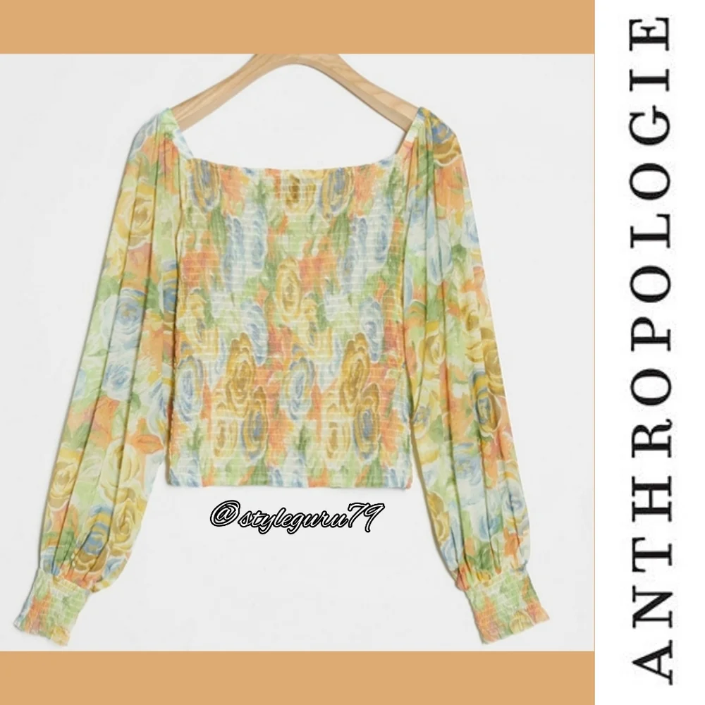 NWT, Anthropologie, Rouen Cropped Floral Top